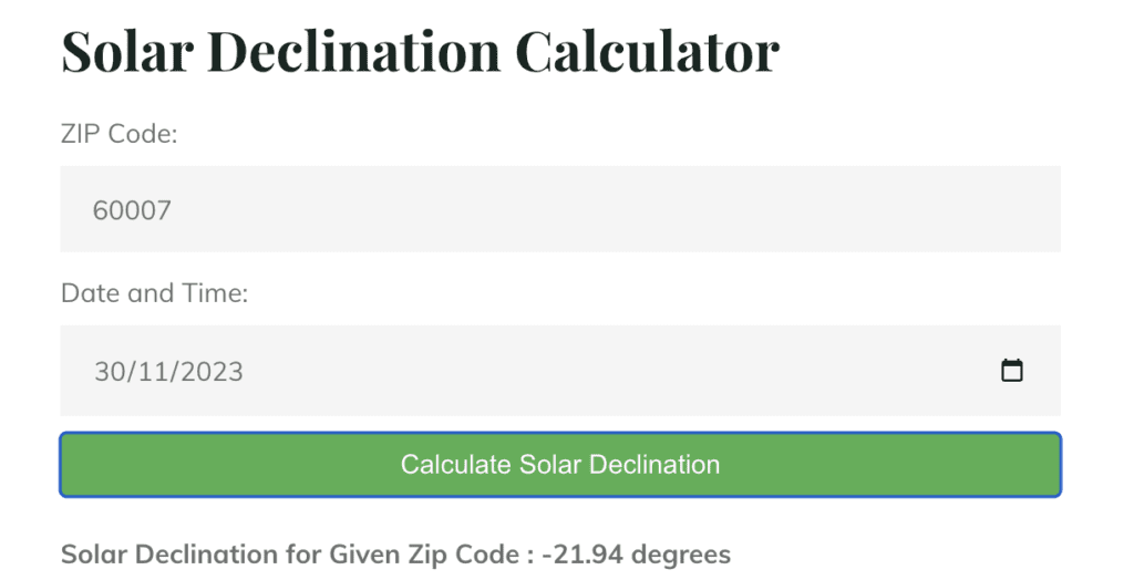 Solar Declination calculator