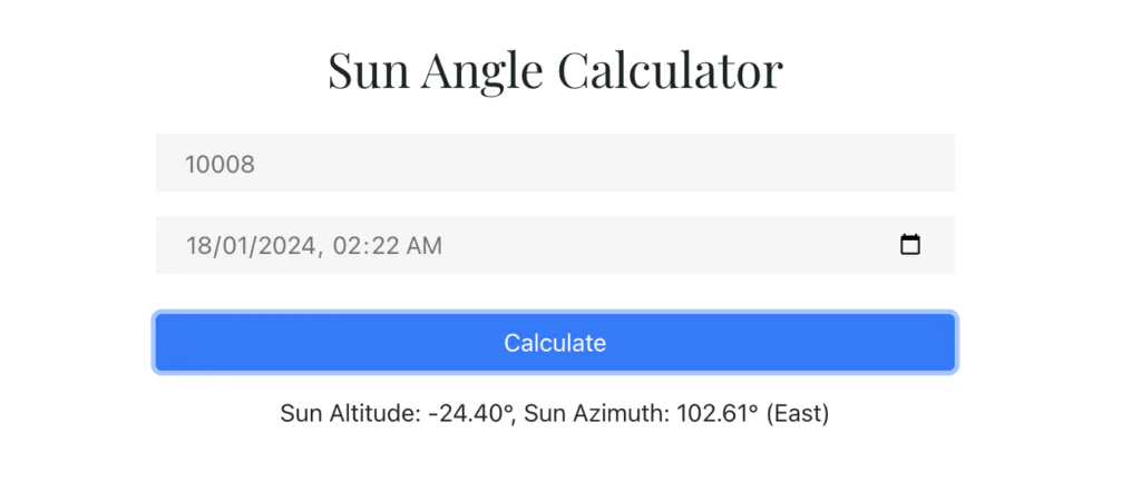 Sun Angle Calculator