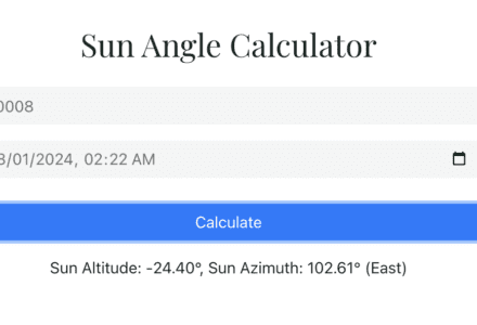 Sun Angle Calculator by Zip code