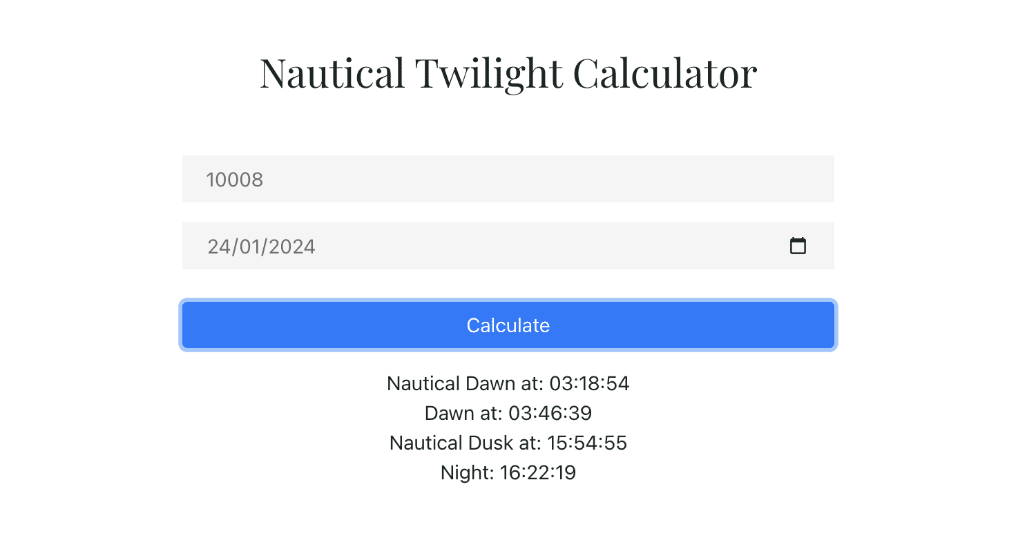 Nautical Twilight Calculator